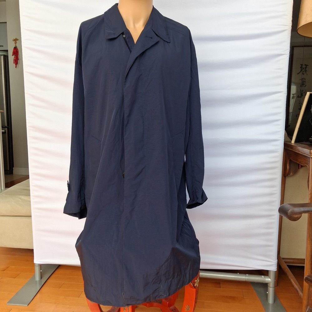 Uniqlo +J Jil Sander Oversized Coat Navy Blue Nylon 311-441196 Mens XS